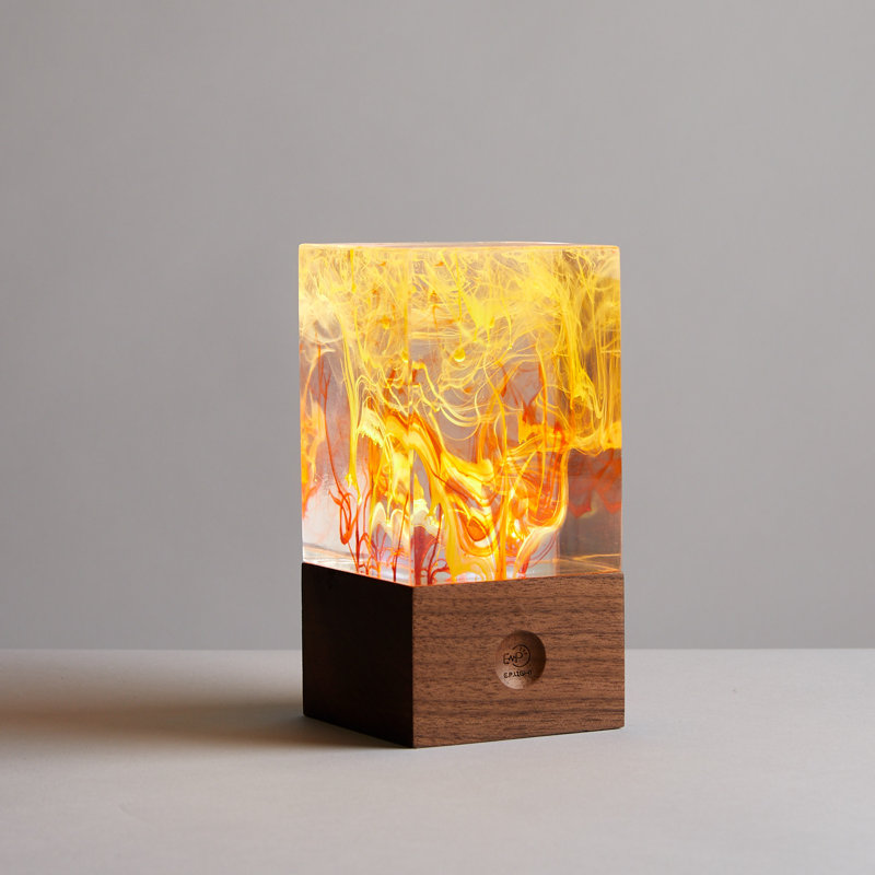 Resin Wood Desk Light, Ambient Night Lights, Dimmable, Rechargeable
