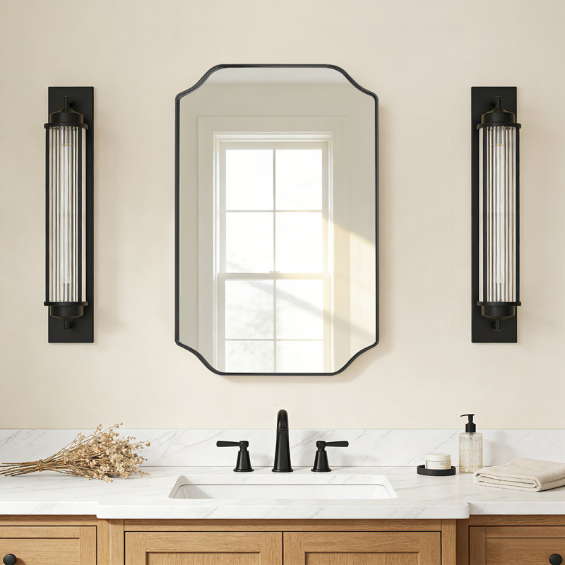 Pelaga Recessed Framed Metal Medicine Cabinet, 35.4"H x 23.6"W x 3.7"D, Black