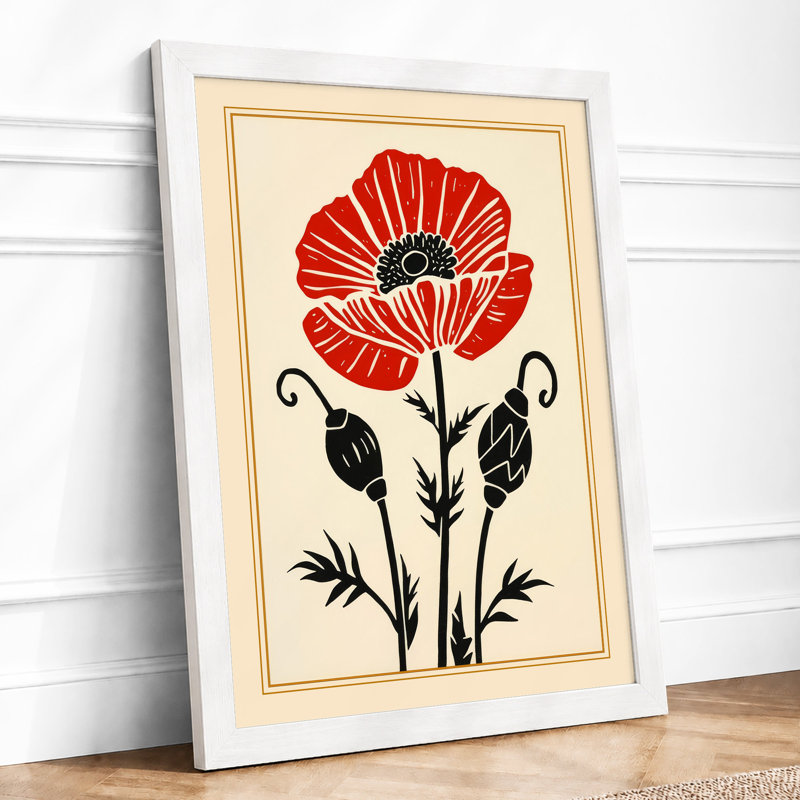 Crimson Carnation Botanical - Framed Print, A2 - 59.4 x 42.0 cm, White