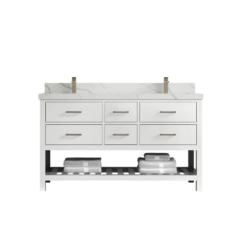Ensemble de meuble-lavabo double 60 po Parker, Calacatta Laza