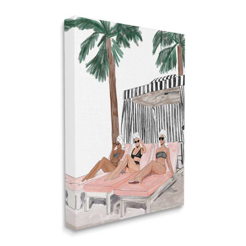 "Au-433", impression sur toile par Amelia Noyes, filles, vacances tropicales sur toile, H 20 po x l 16 po x P 1,5 po