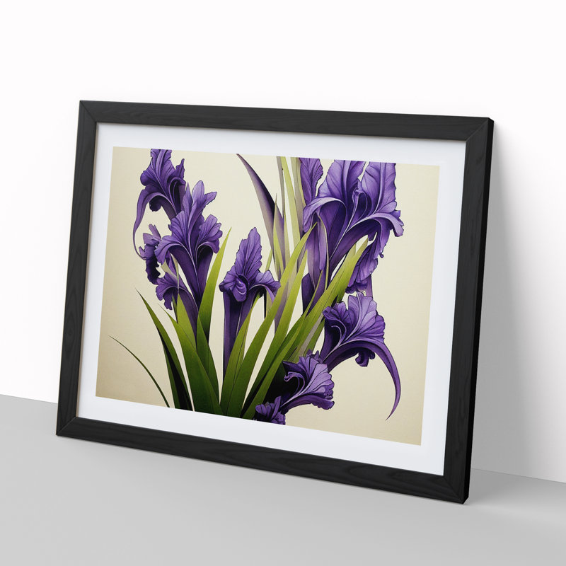 Boundless Iris Flowers - Single Picture Frame Print, Black Framed, 46cm H x 64cm W x 2cm D