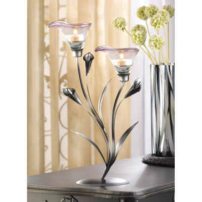 Bougeoir Calla Lily | Votive en fer et verre givré