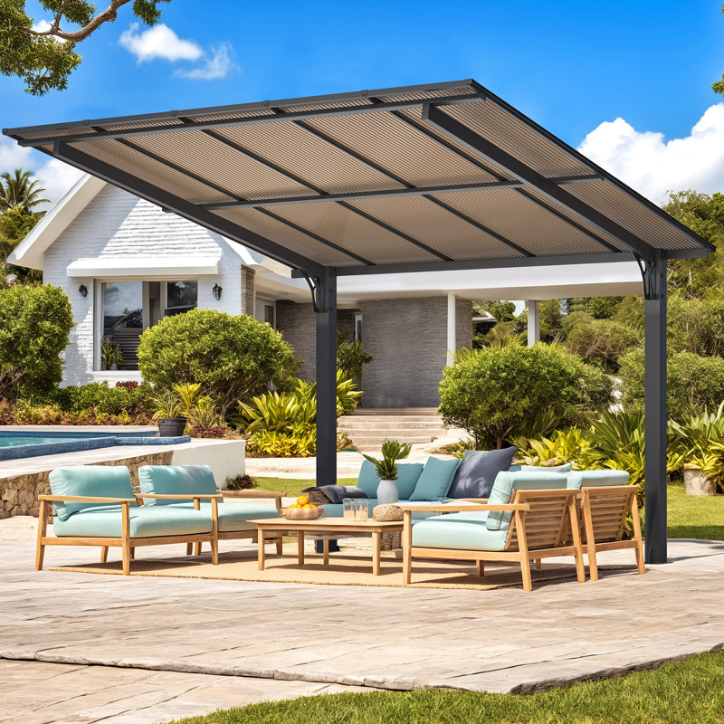Pergola autoportante pour terrasse, H 97,20 po x l 117,60 po x P 120 po