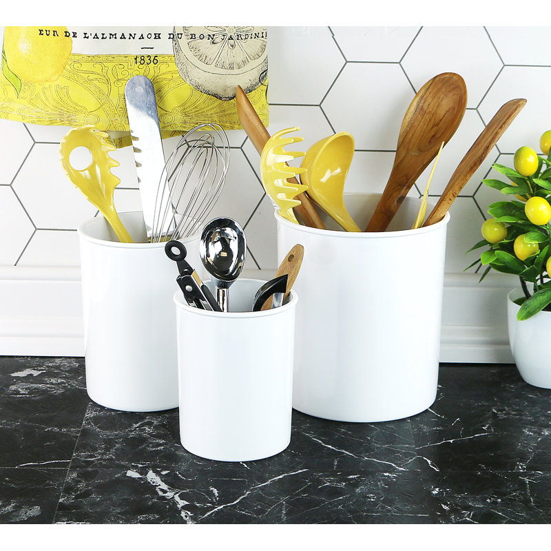 Plastic Utensil Crock, White