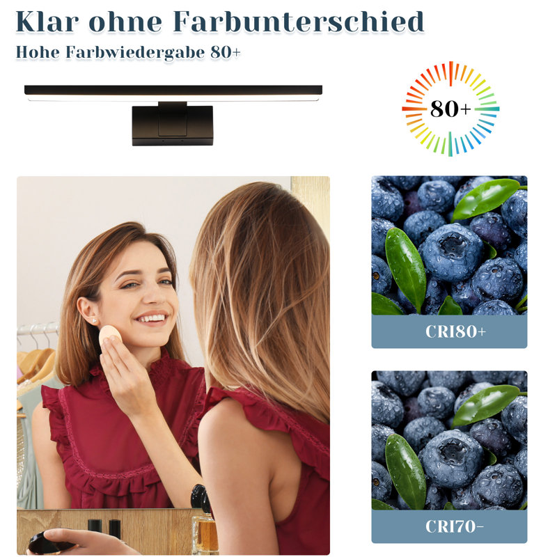 Wandleuchte 1-flammig Schwarz 4000K Neutralweiß Langes Design Calva, 12cm H x 30cm W x 12cm D