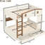 Grand lit superposé avec rangement, couleur beige et naturelle, bois massif, tablettes, crochets et sommier sans matelas requis pour le placement de matelas-876293385
