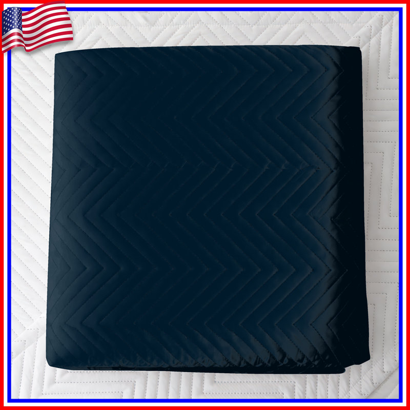 Couvre-lit matelassé à lignes bleues sur fond doré toutes tailles, Très grand lit