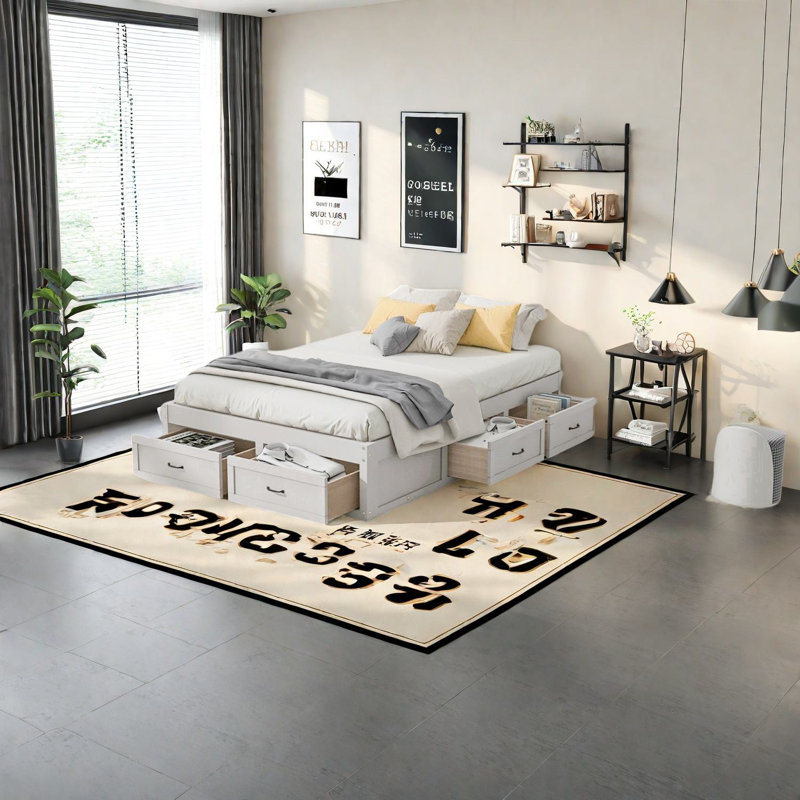 Lits plateforme spacieux et spacieux, bois aggloméré, style moderne pour la maison