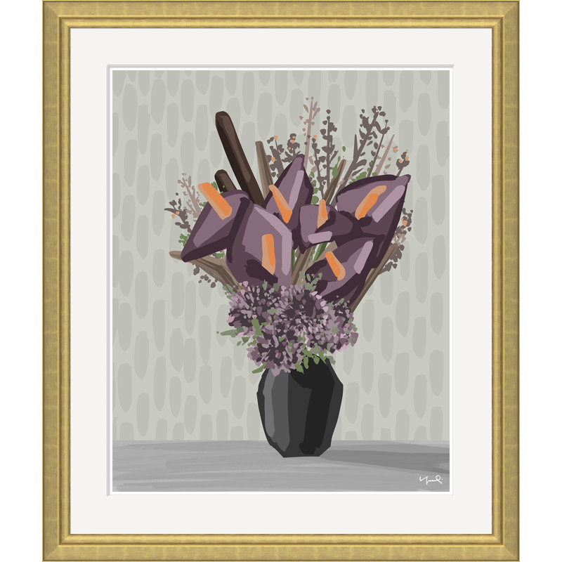 «Purple Anthuriums» par Yuki Osada - peinture encadrée d'une seule photo