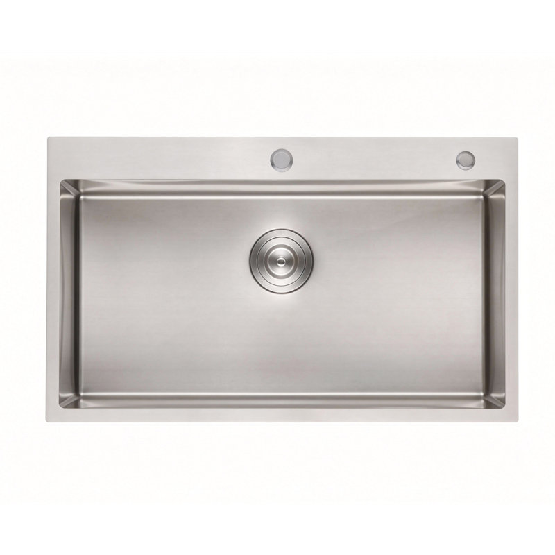 Évier de cuisine en acier inoxydable à simple cuve encastrable L 32 po x l 19 po, Nickel brossé