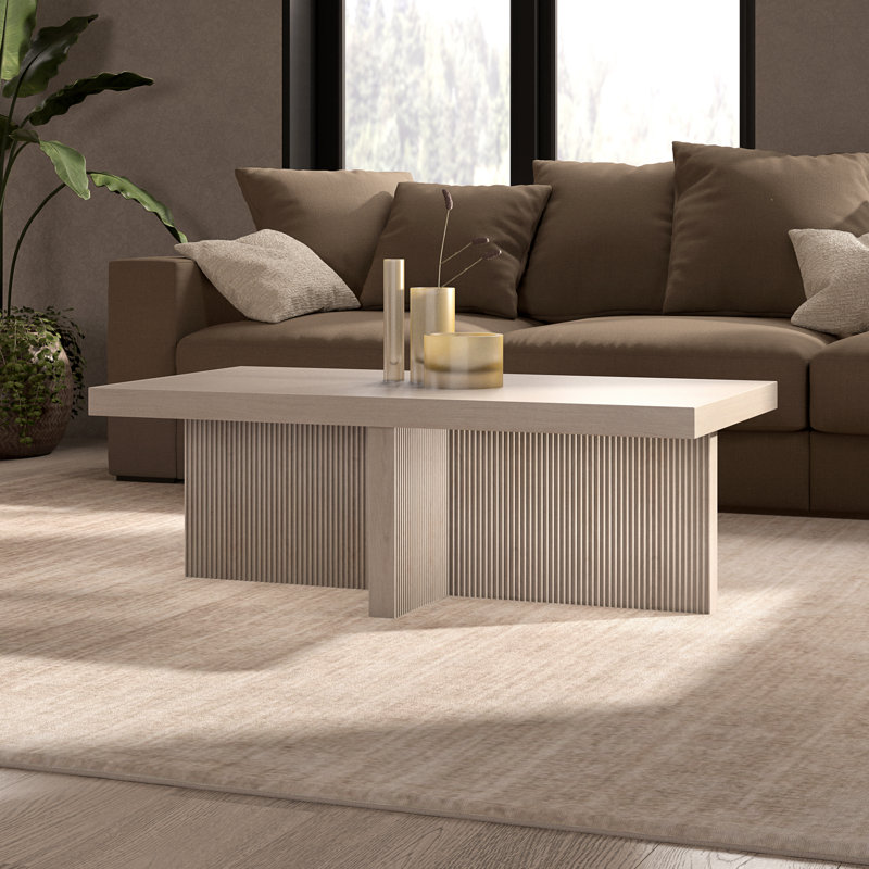 Aday Pedestal Coffee Table, Ivory