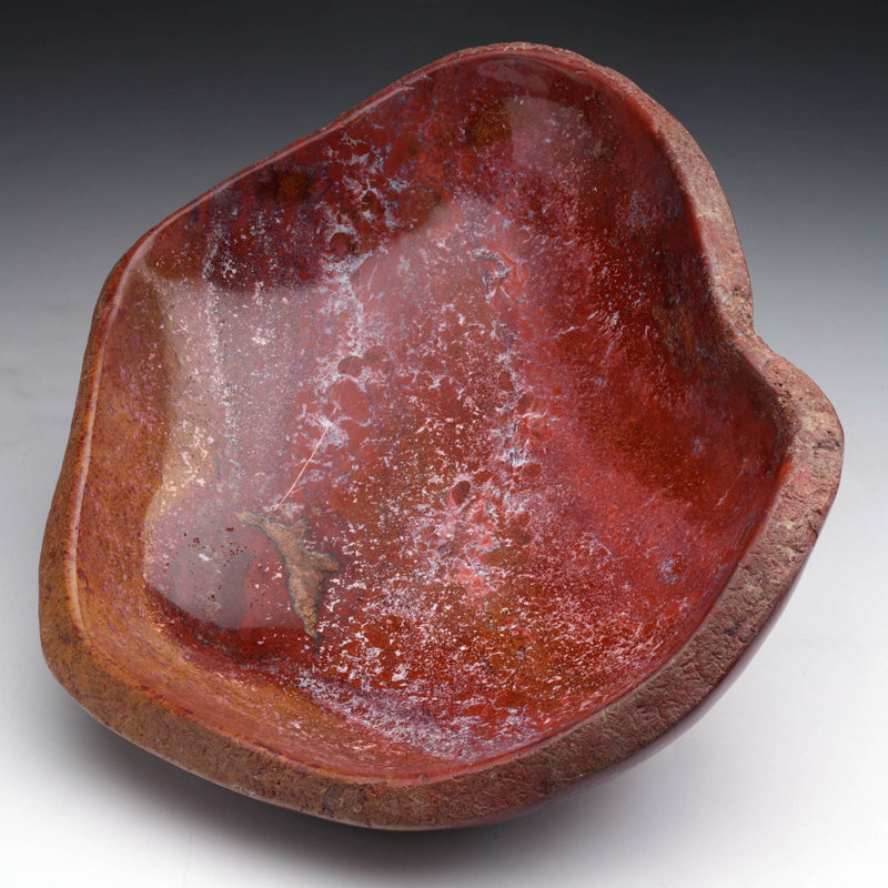 Bois rouge pétrifié d'Indonesie - Bol fossilisé naturel poli