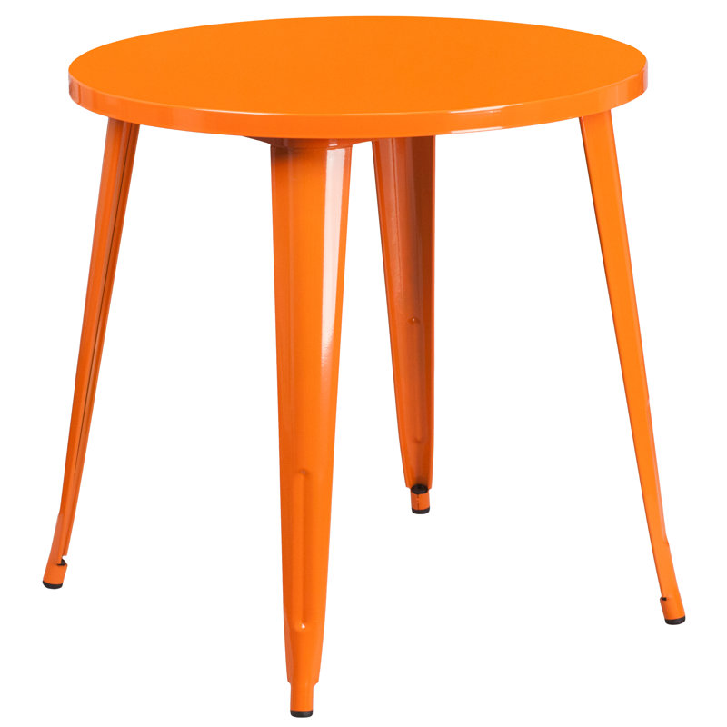 Brinson Round Steel Bistro Set, Orange, 17.5"