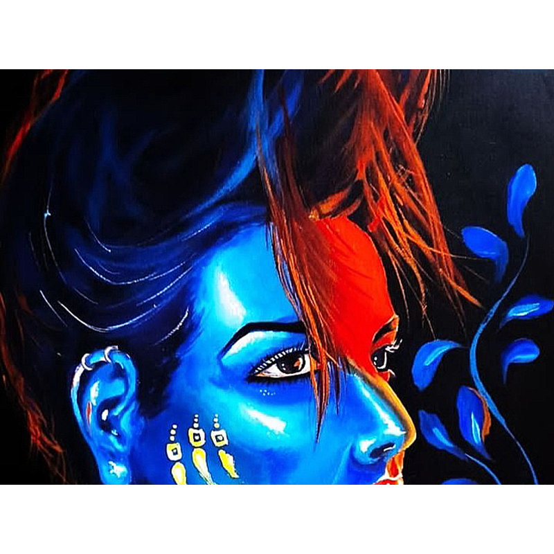 Une dame aux yeux parlés | Peinture de Pragga Majumder