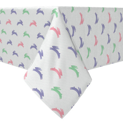 Fabric Textile Products, Inc. Rectangular Tablecloth, 100% Cotton, 60X104", Mini Polka Dots And Bunnies