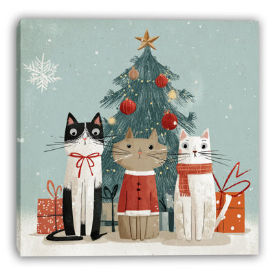 Holiday Cats and Presents Canvas
