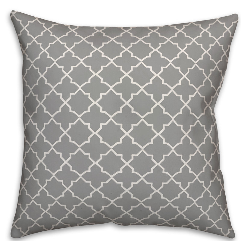  Housse de coussin Quatrefoil, 16 po x 1 po, Gris, Pas de bourre
