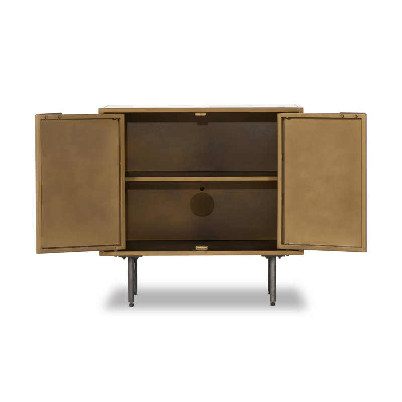 Sunburst Nightstand, Aged Brass