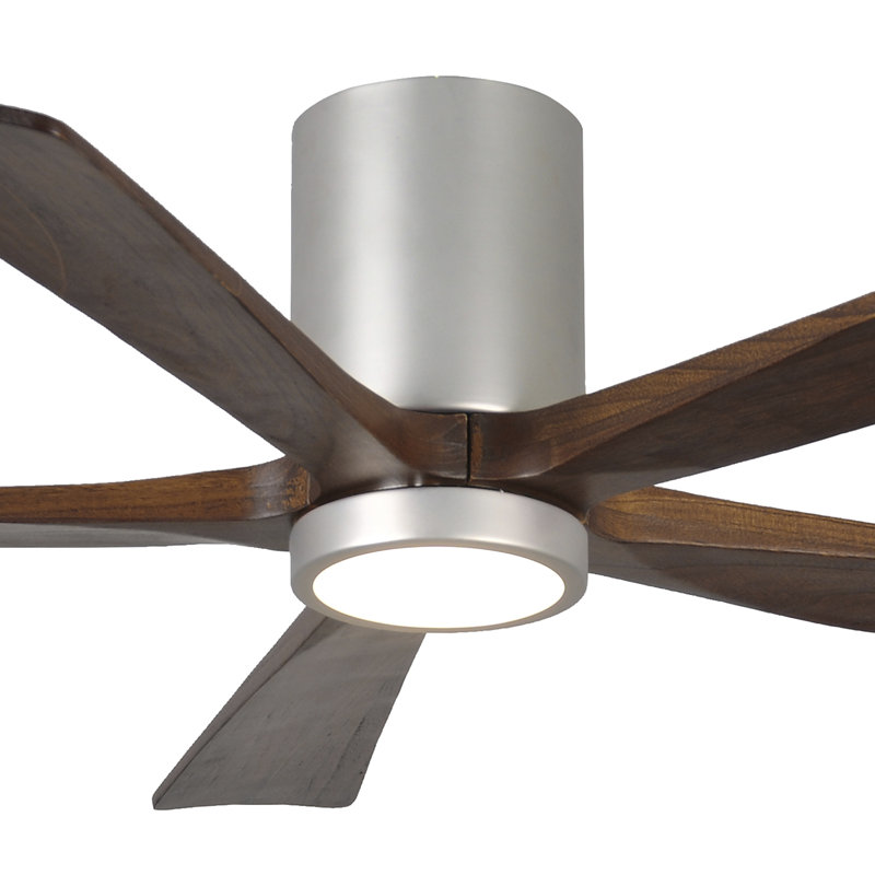 Ventilateur de plafond à 5 pales DEL avec ensemble d'éclairage inclus Irene, Nickel brossé, 52", Ton noyer