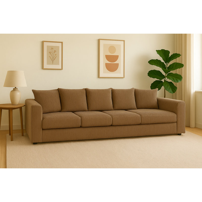 4 Seater Corduroy Sofa, Beige