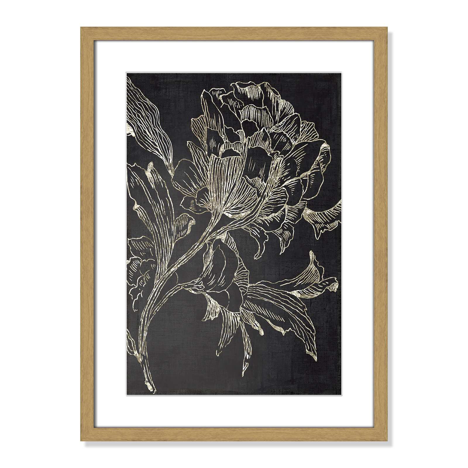Golden Flower Folklore I by Asia Jensen - Picture Frame Graphic Art Print, 23" H x 17" W, Brown Framed