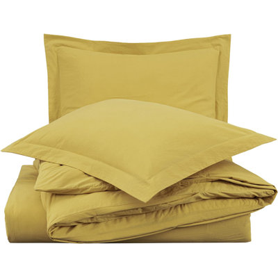  Solid Color 100% Washed Cotton Duvet Cover Set 