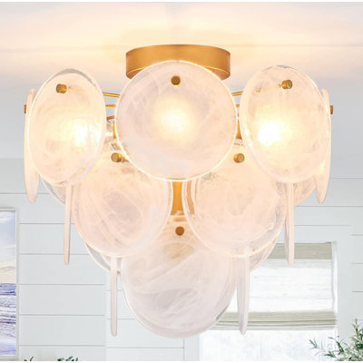 Plafonnier encastré 4 lumières en verre, style rétro moderne pour entrée, cuisine, salle de bain - décor de maison de campagne