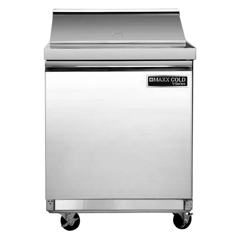 Table de préparation réfrigérée à 1 porte Maxx Cold V-Series, en acier inoxydable