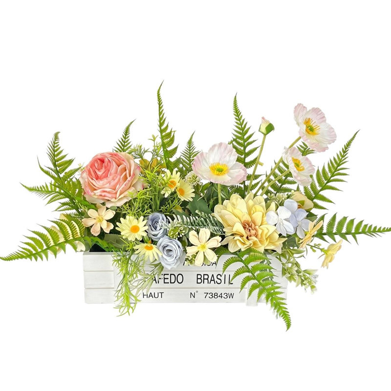 Arrangement floral rustique en bois blanc, Light Yellow