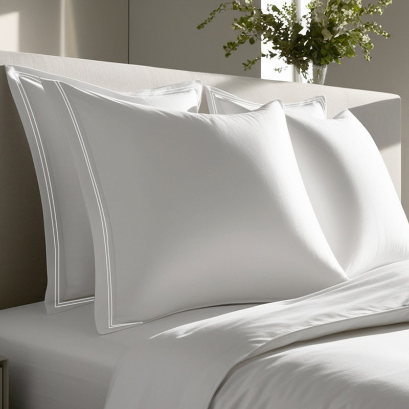 400TC Cotton Double Embroidery Sateen Solid Duvet Cover Set, Cal king/King Duvet Cover, White/White