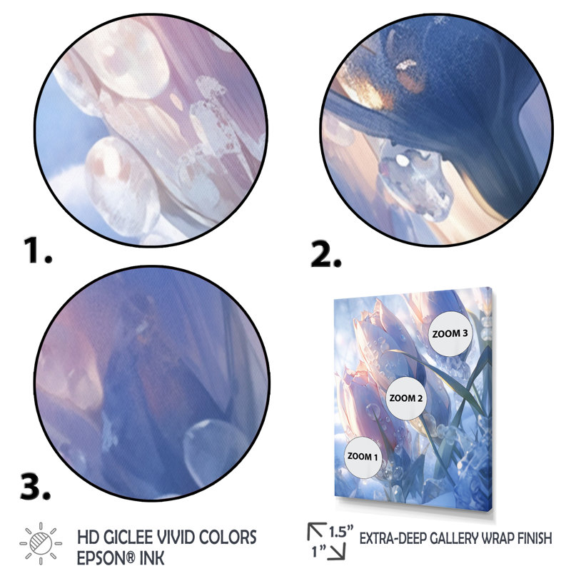 «Blue Tulip Elegance I», reproduction sur toile, H 20 po x l 12 po x P 1 po, Toile tendue