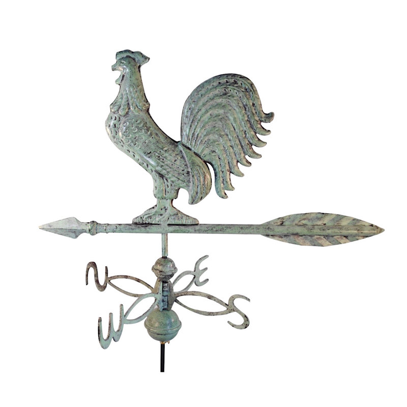 Girouette coq avec toit Bartman, H 29 po x l 14 po x P 25 po, Vert-de-gris