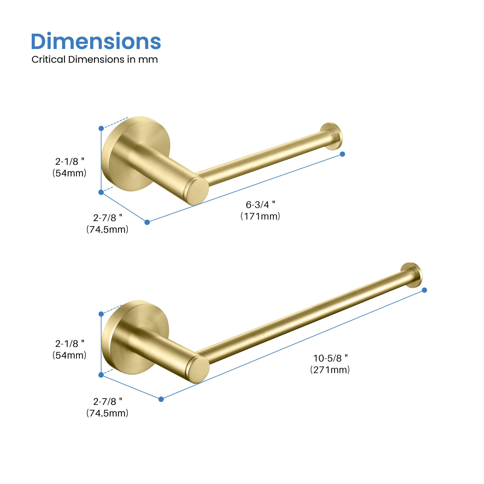 2 - Piece Bathroom Hardware Set, Brushed Gold
