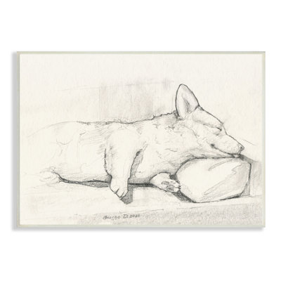 «Corgi Dog Lolling Tongue Graphite», art mural par George Dyachenko
