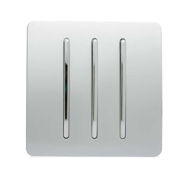 Trendi Switch 3 Gang 1 or 2 way Rocker Light Switch, Rocker Silver