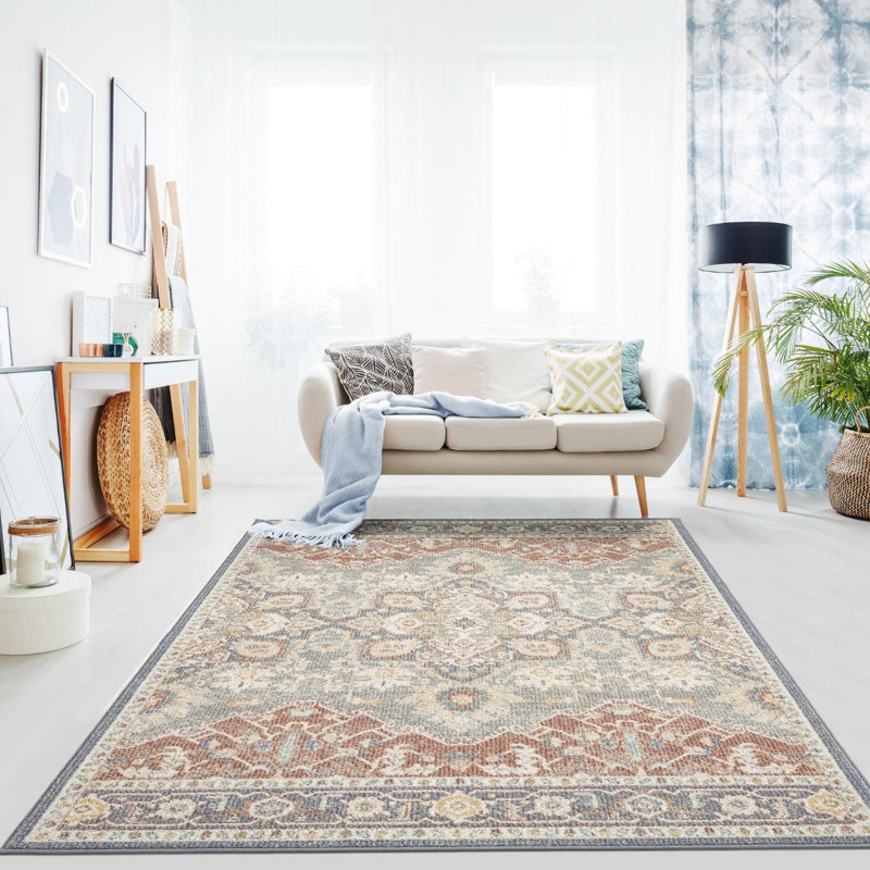 Tapis crème à motif floral Aliccia, Rectangle 8 pi x 10 pi