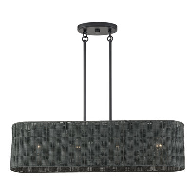 Grand lustre linéaire noir 4 lumières Weavington