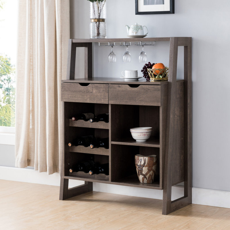 Wine Bottle & Glass Rack Grey