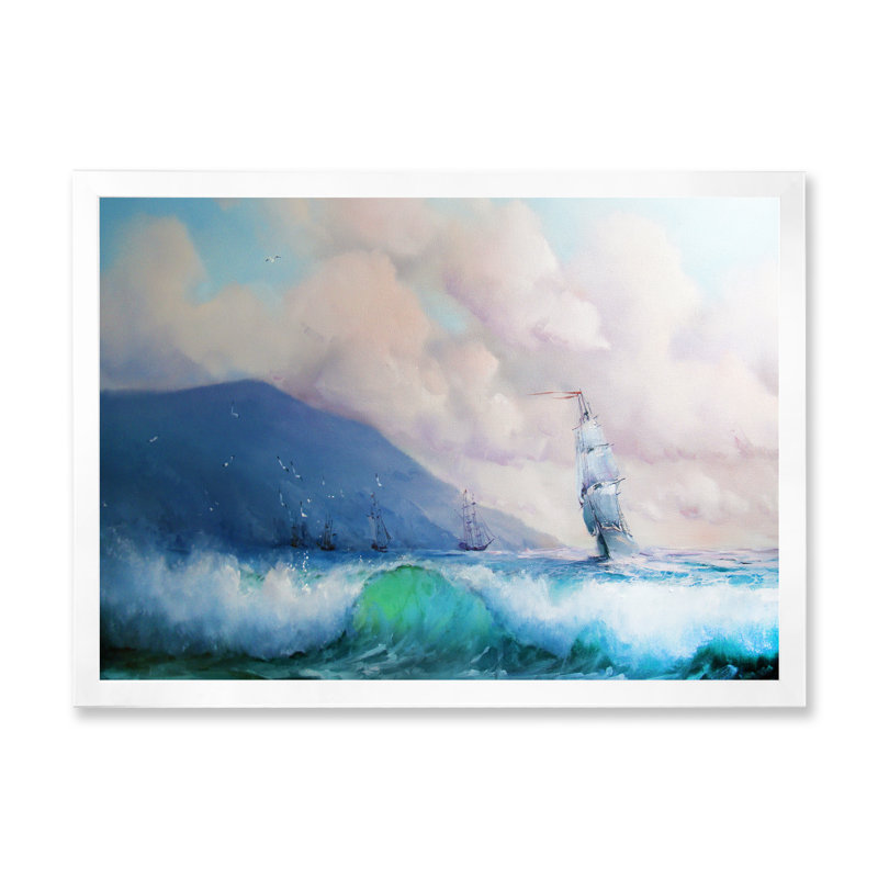 «Old Bataille Sea Ship On Sunset», reproduction d'art sur toile nautique et côtier, H 12 po x l 20 po x P 1 po