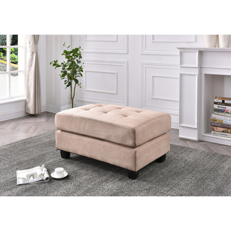 Liskeard Bella Tufted Rectangle Standard Ottoman, Saddle Microsuede