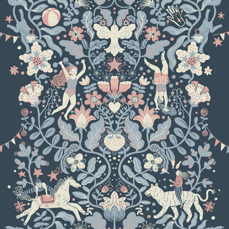 Galerie Resan Scandenavian Cirkus Foliage Wallpaper, Blue