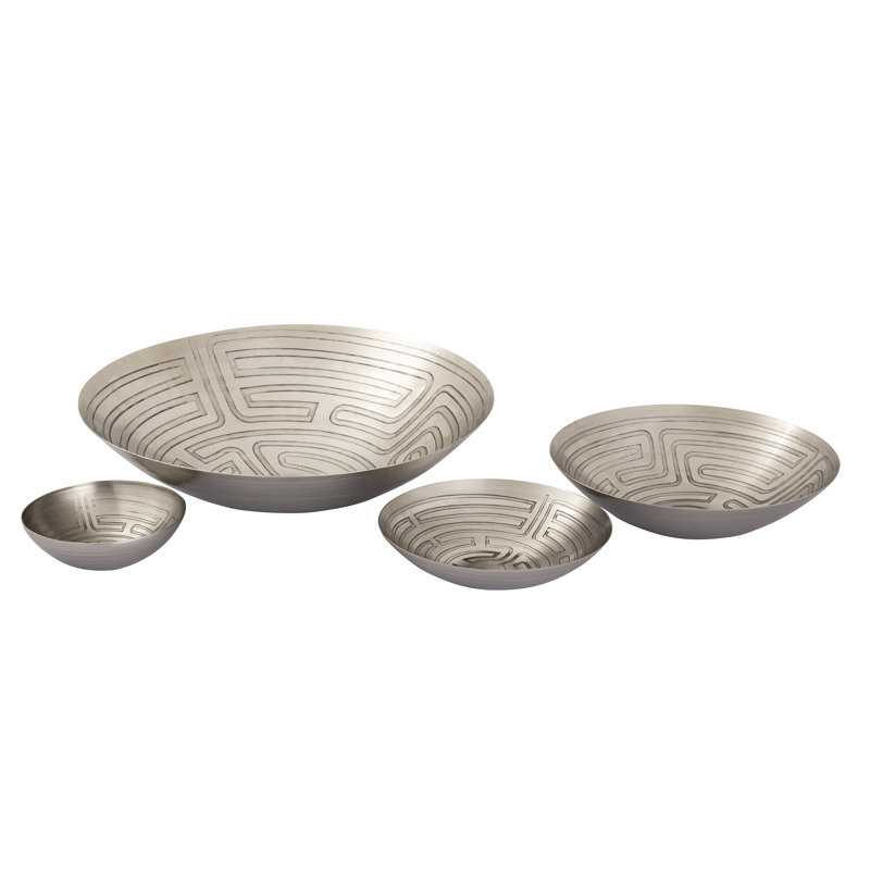 Ensemble de 3 bols gravés Maze, Antique Nickel