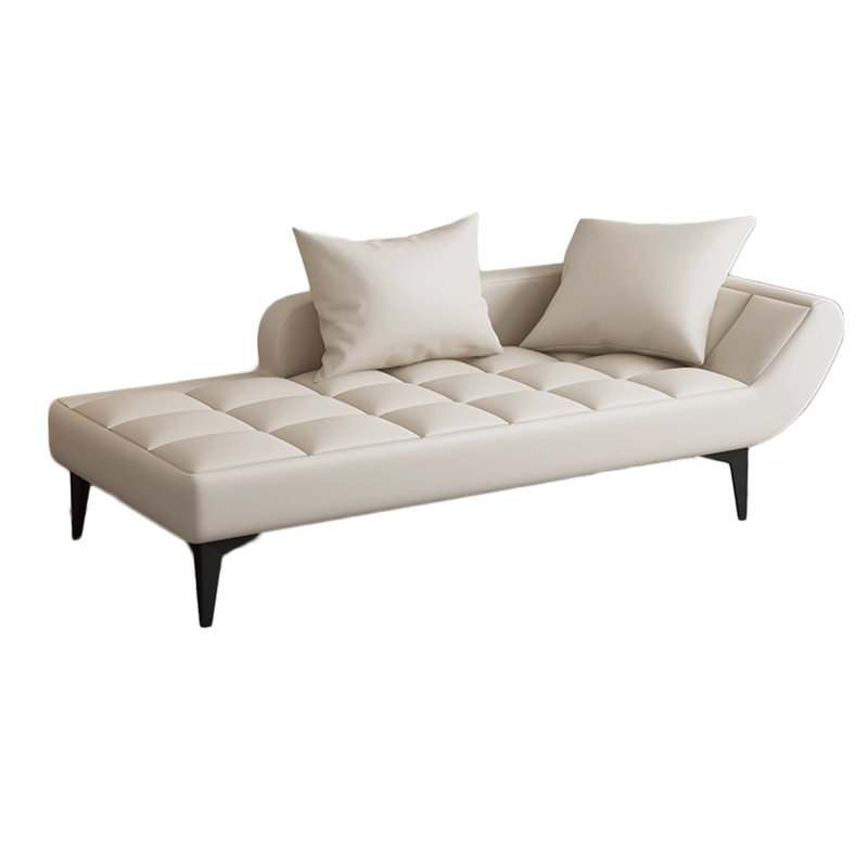 Chaise longue en similicuir durable, Accoudoir à droite (vu de face), Similicuir beige