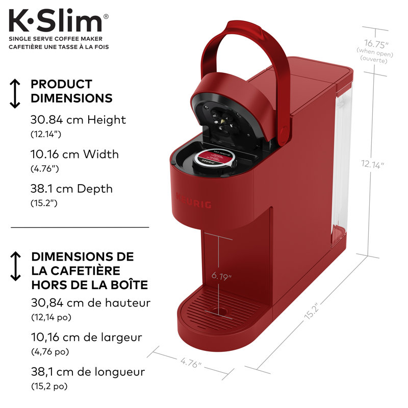 Cafetière à dosette K-Slim Keurig Keurig, technologie MultiStream, Rouge écarlate