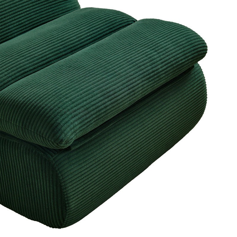 Méridienne moderne en velours côtelé, Vert