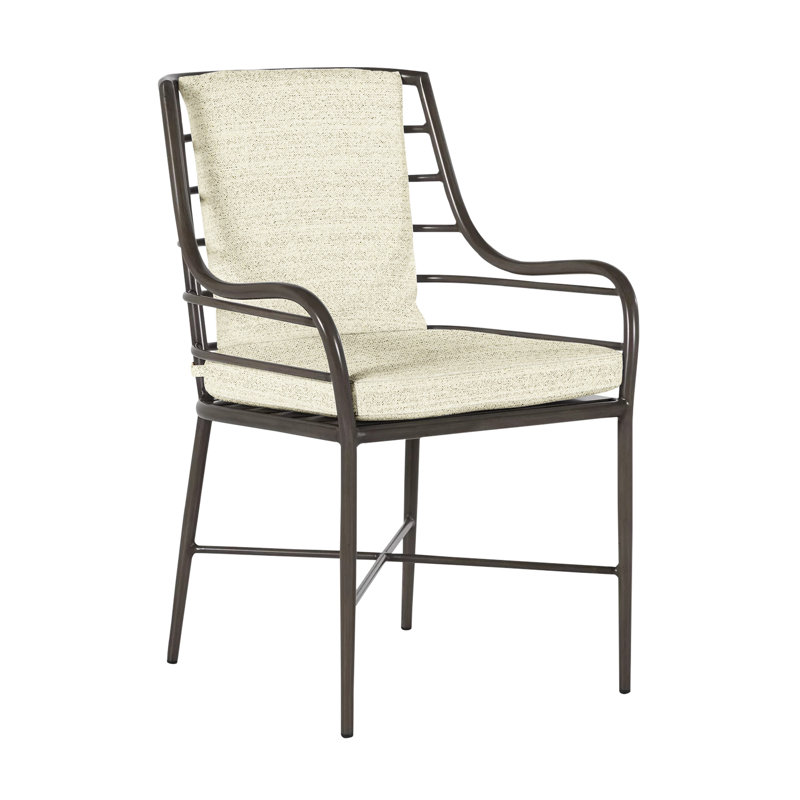 Carmel Patio Dining Armchair with Cushions, Dove Sunbrella® Linen, Welt