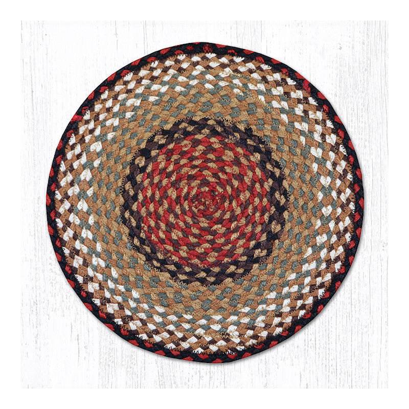  Burgundy/Mustard Jute Chair Pad 15.5" H, Burgundy/Mustard