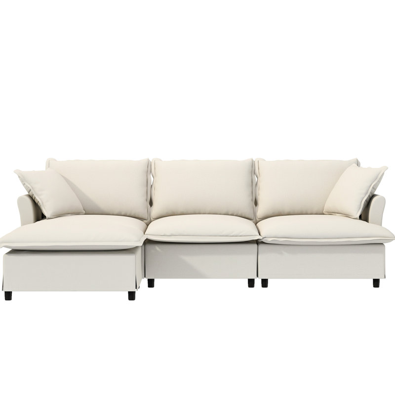 Chenille modulaire avec canapé en L pour le salon. Coussins décoratifs rembourrés 4 sièges. Cadre personnalisable, tissu doux, cadre. Convient à une chambre à coucher, un appartement. 2 options de couleur à créer