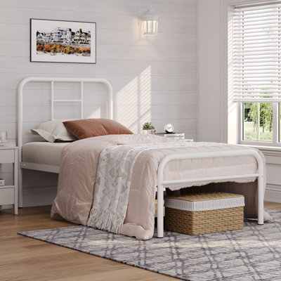 Metal-Framed Bed with High Headboard